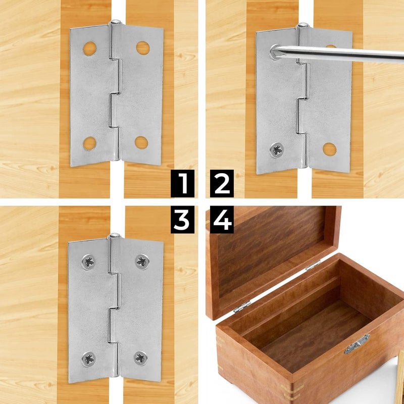 Duravel Door Hinge Folding Butt Hinges for Cupboard Cabinet Windows Door with Screws (6, 1 Inch) - Image 4